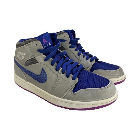 Air Jordan 1 Mid Matte Silver Laser Purple 554724-008 Men’s 8 Sneakers - Picture 5 of 12
